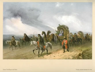 Carlo Bossoli. Tatars Traveling Through the Steppe